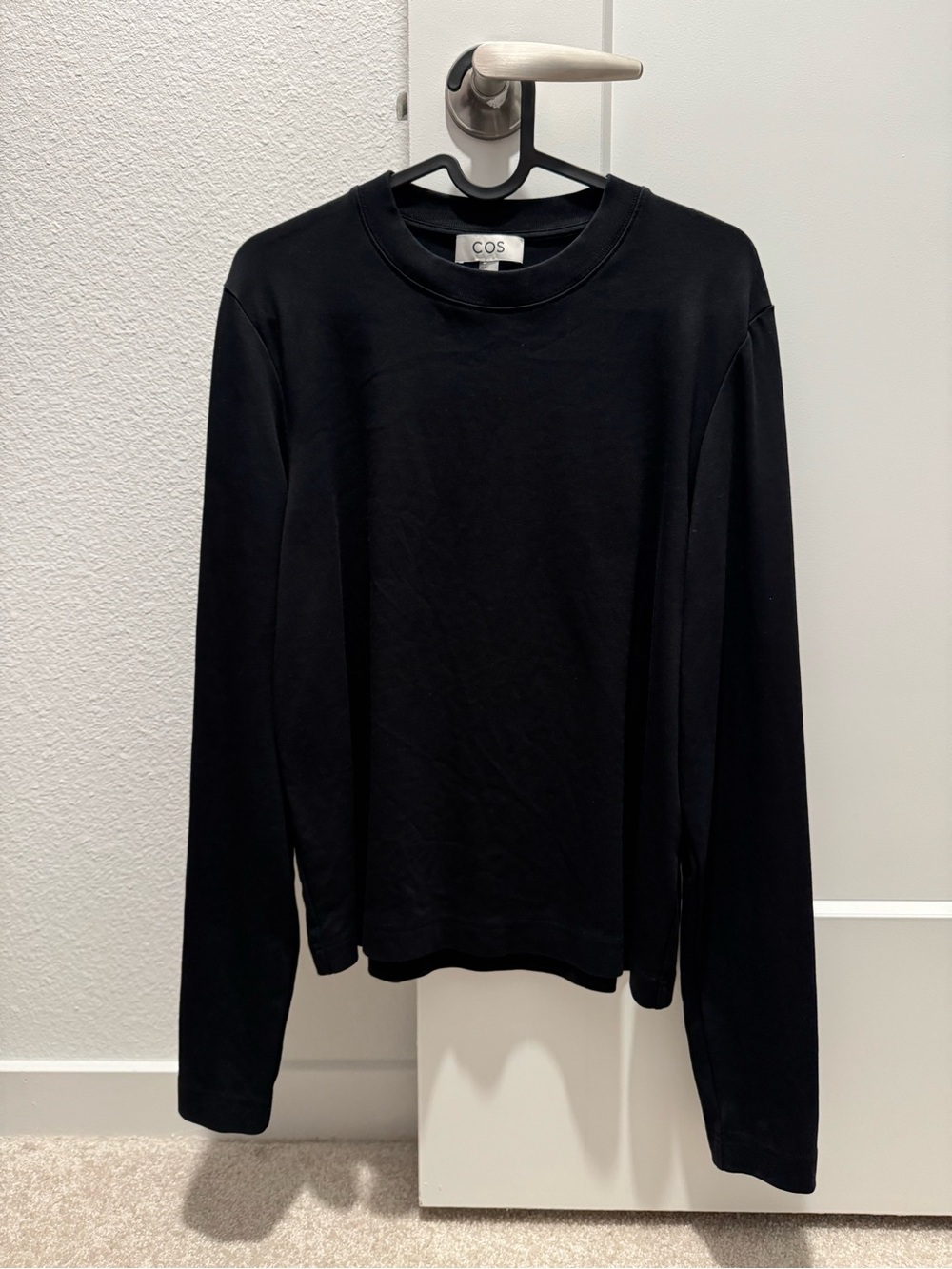 COS women’s Black Long Sleeve Crewneck Top
